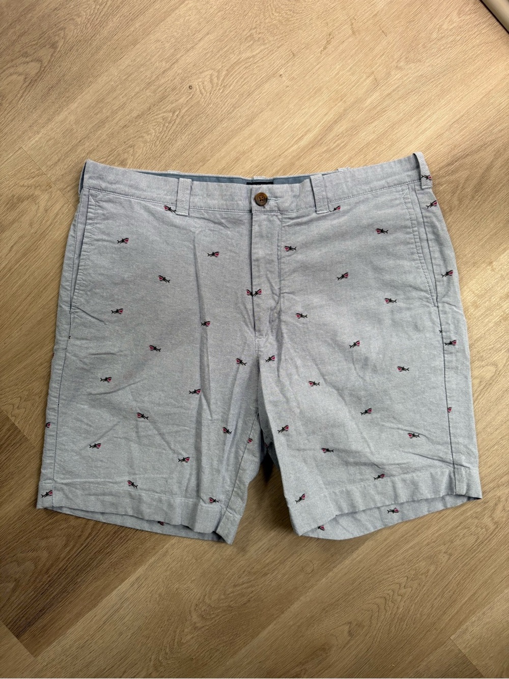 Men’s J. Crew Gramercy Shorts - light blue with sharks - SIZE 36